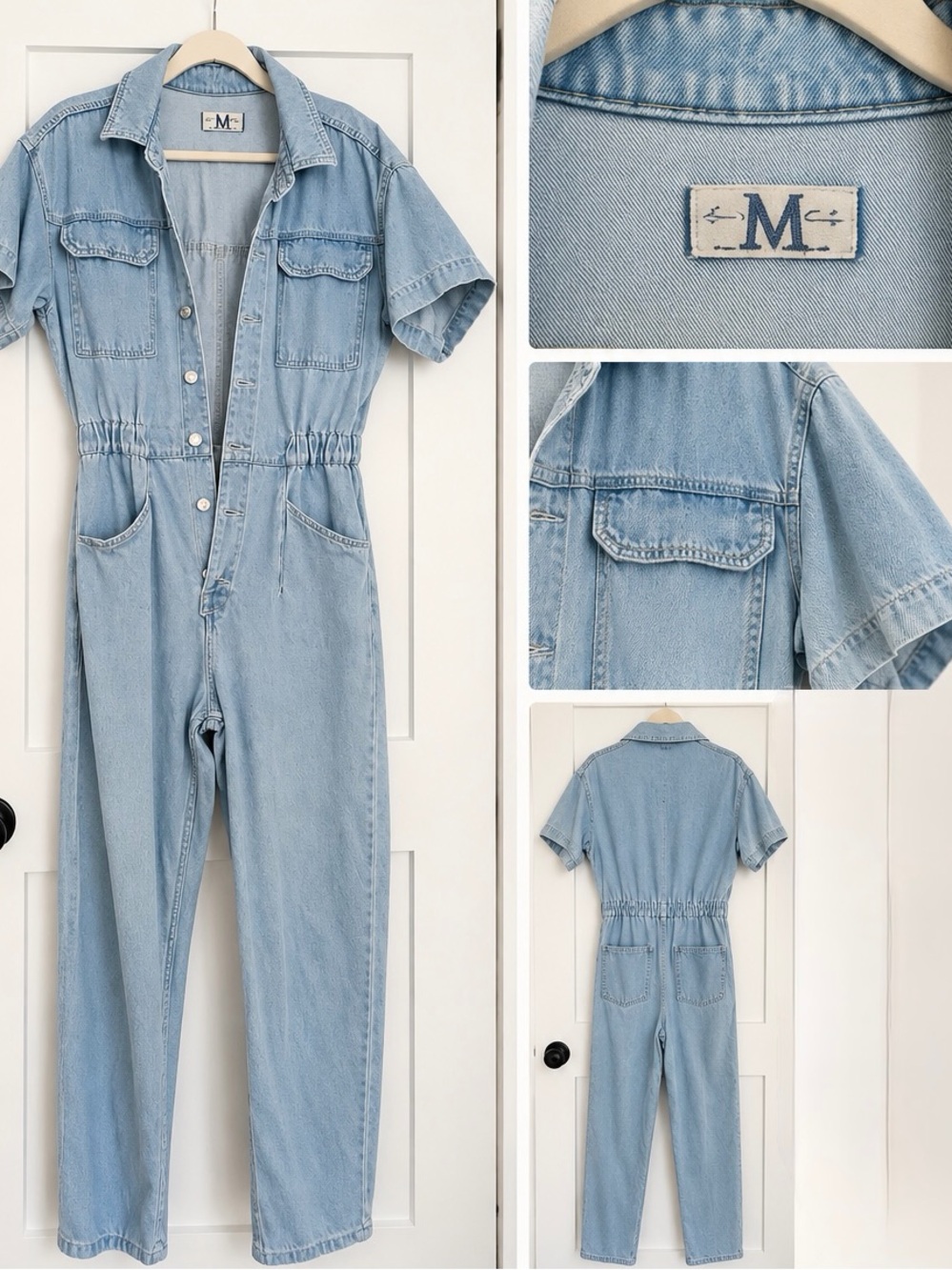 Light Blue Denim Utility Jumpsuit by